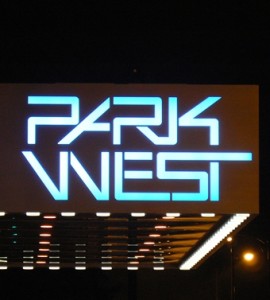 stylized logo of Park West