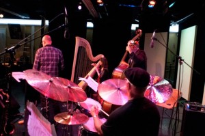 Bob Sheppard (saxophone), Carol Robbins (harp), Dave Stone (bass), and Gordon Peeke (Drums) playing Alvas Showroom, San Pedro CA November 23, 2013.