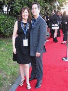 Carol Robbins on the red carpet with Buddy Halligan at the 2011 Grammy Nomination Party