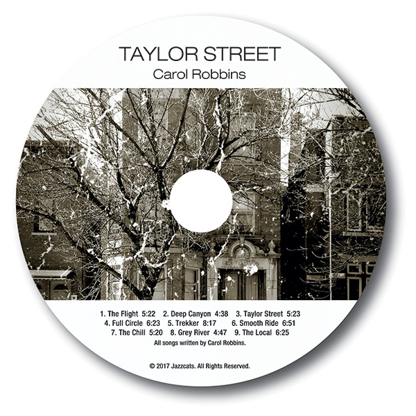 Compact Disc artwork label of Carol Robbins' Taylor Street CD.